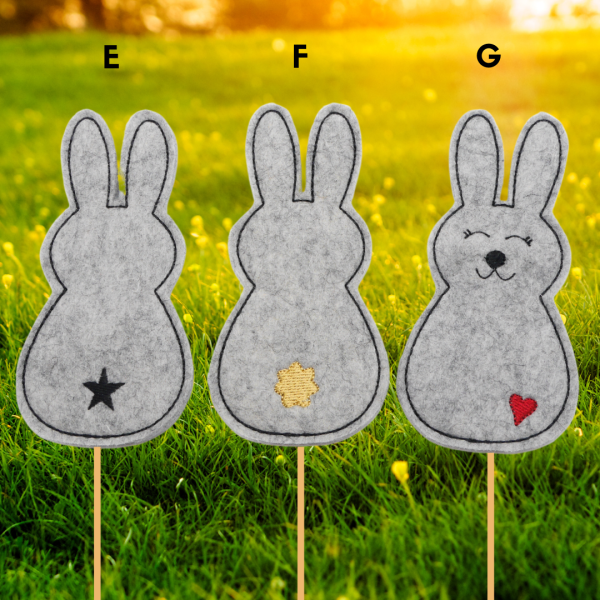 Preview: Stabfigur / Blumenstecker / Caketopper - Hase als Osterdeko aus Wollfilz